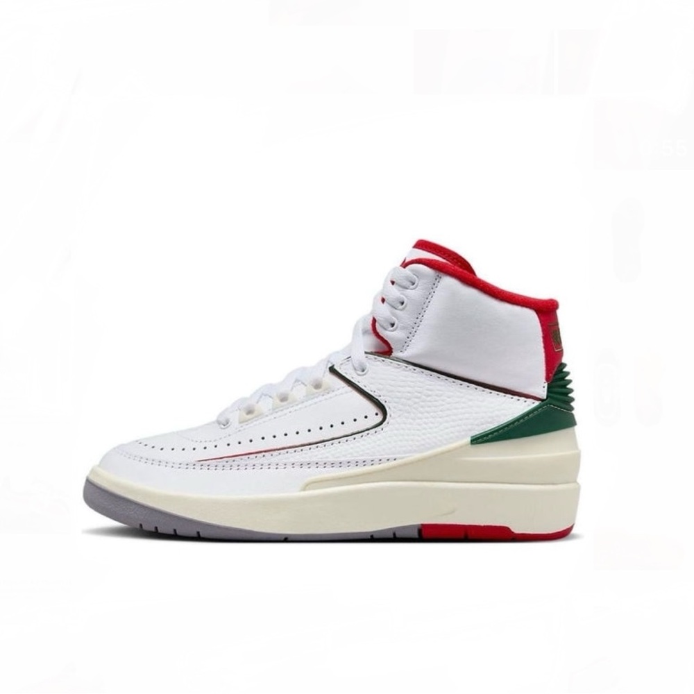 Air Jordan 2 Retro Unisex Kids White Red Basketball Shoes DQ8562-101